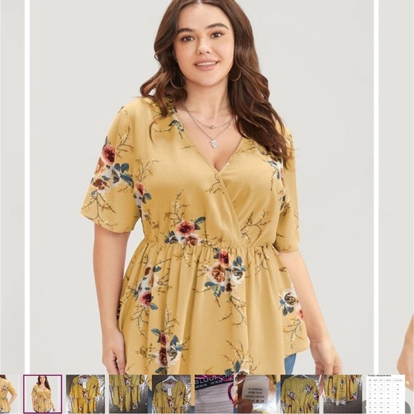 BloomChic Yellow Puff Sleeve Wrap Blouse - Picture 8 of 12